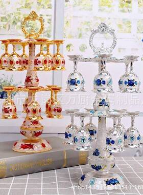 双层挂套装欧式六2017-2杯带杯架酒玫瑰系列可卸拆组装杯架子