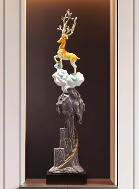 步步高升招财鹿摆件细长竖高玄关电视柜壁龛装饰高档乔迁新居礼品