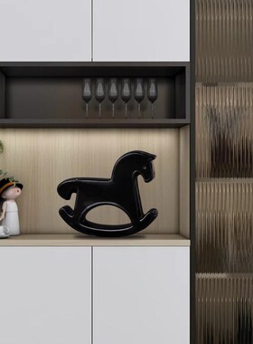 ins风简约创意摇马摆件玄关电视柜陶瓷马摆设 客厅酒柜家居装饰品