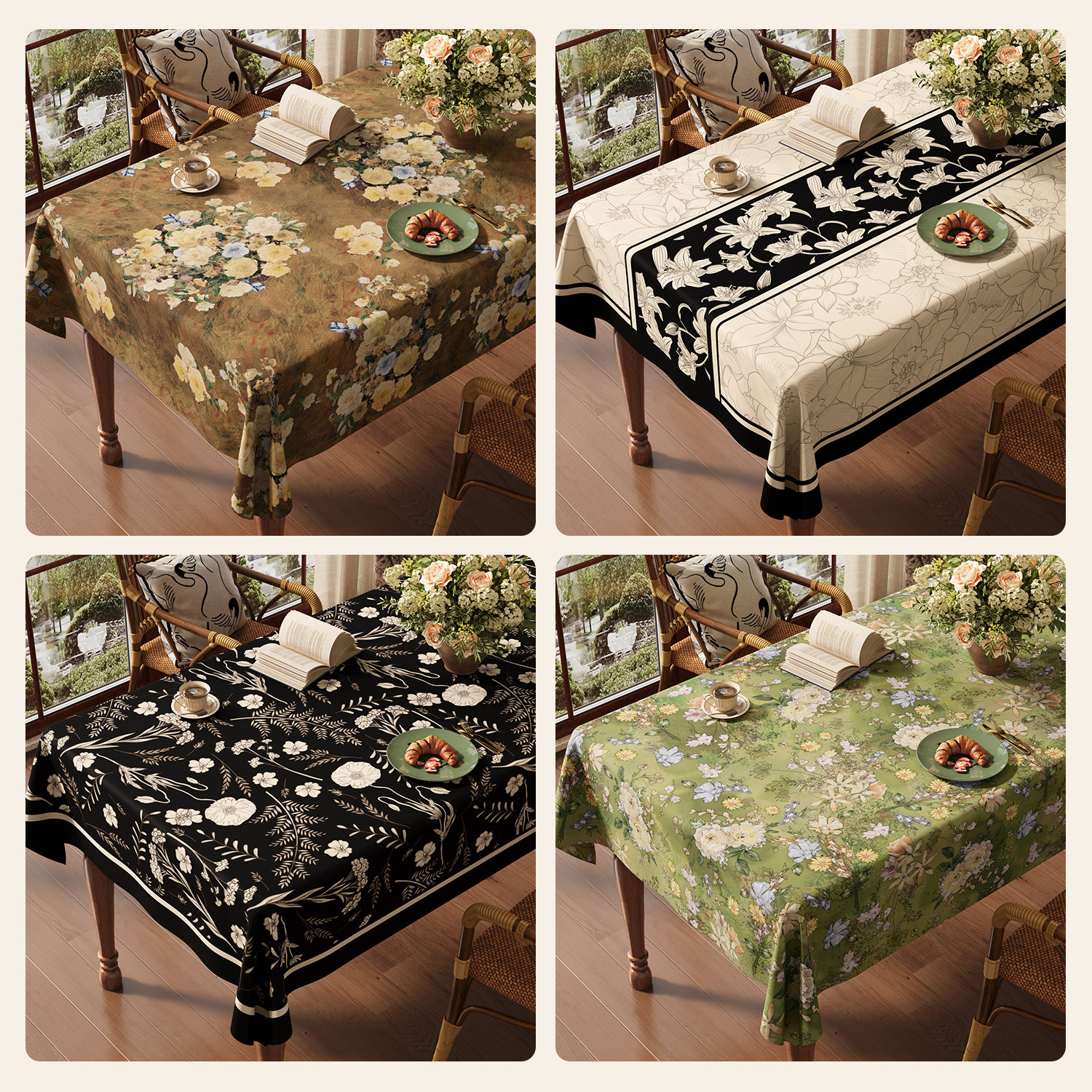 田园风餐桌布布艺复古法式茶几布长方形提花桌布油画绿色装饰盖布,淘宝优惠券,粉丝福利购,淘宝优惠卷