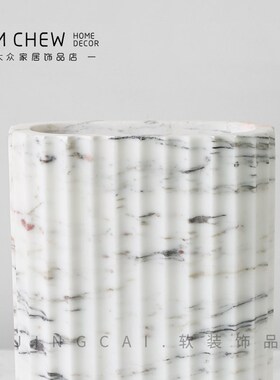 轻奢极简高级感大理石花瓶摆件客厅餐桌玄关软装饰品酒店家居装饰
