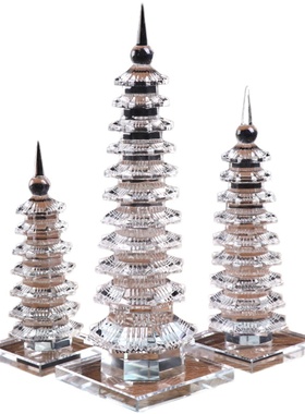 水晶文昌塔书房装饰桌面中式摆件彩色水晶7层9层十一层文昌塔摆设