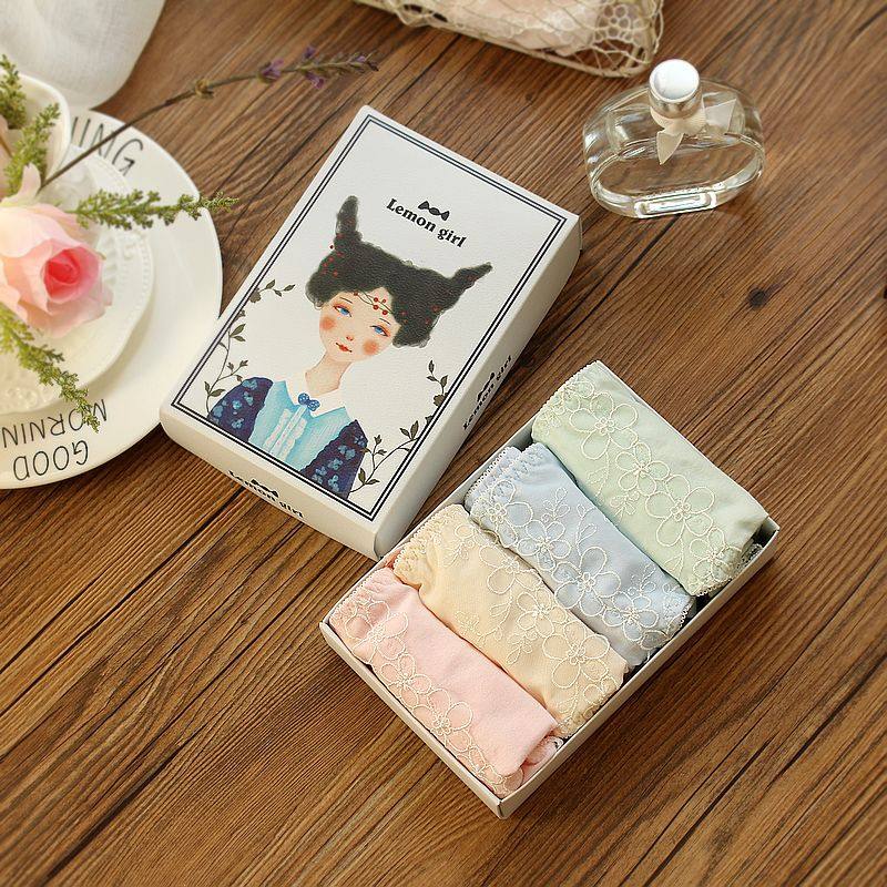 礼盒装日单清新纯全棉中腰女士内裤 无痕包臀少女短裤有加大,淘宝优惠券,粉丝福利购,淘宝优惠卷