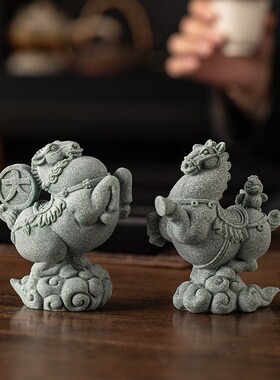国潮文创青砂马年生肖摆件招财吉祥物家居客厅书房书桌装饰礼品