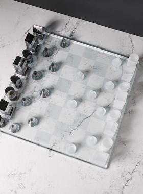 现代轻奢约简水晶砂关棋磨盘摆件样板间售楼处书玄房飘窗ZMH饰品