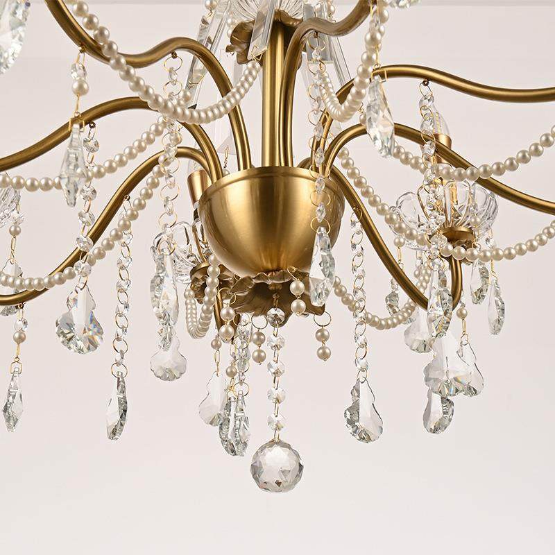式全铜珍美珠蜡烛吊灯全41625光谱眼法式别墅客护餐厅卧式水晶厅,淘宝优惠券,粉丝福利购,淘宝优惠卷