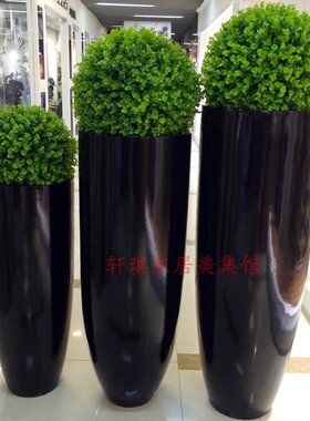 黑色落地大花瓶花器插花花盆摆件客厅酒店商场大堂售楼处软装家居