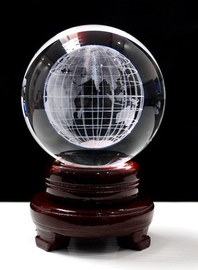 水晶球3D内雕地球仪创意家居摆件毕业季教师节送老师可以定制礼品