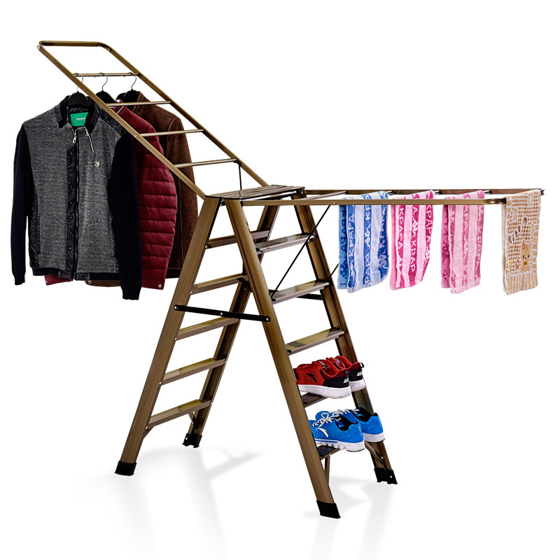 铝合金家用梯子晾衣架落地两用折叠室内五步翼型多功能晾晒梯加厚,淘宝优惠券,粉丝福利购,淘宝优惠卷