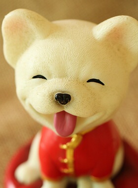 新款喜庆版泰迪法斗博美小狗摆件店铺装饰招财旺旺狗汽车摇头车摆