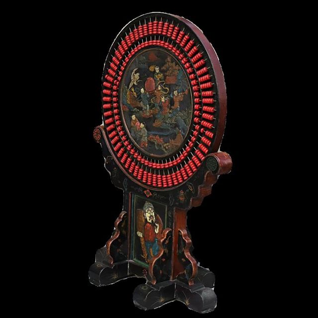 Antique antiques, countryside collection of wooden lacquerware, painted reliefs to attract wealth, round abacus, living room screen, retro ornaments