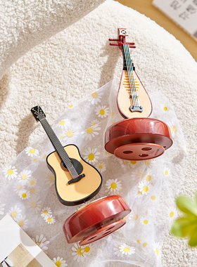 复古怀旧八音盒摆件吉他小提琴乐器模型小摆设音乐盒桌面家居装饰