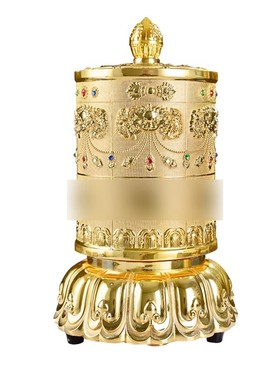 嘛呢括罗西藏家用转桶金筒电动转轮插电转桶玄关桌面客厅装饰摆件