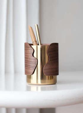 虚室杂陈新款现代创意置笔筒客厅实木盒手工物摆件书房收纳办公