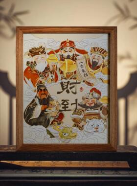 五路财神爷供奉神像桌面小摆件铜雕摆台入户玄关装饰画乔迁新居礼