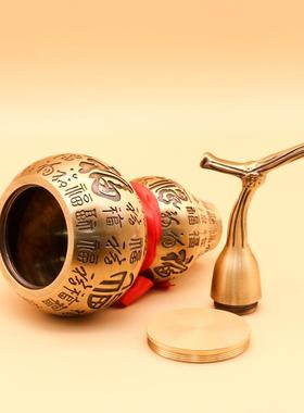 纯黄铜葫芦摆件开口百福招铜葫财芦家居办公室装饰188工礼艺品