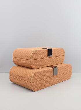 欧式轻奢皮风革ins纳盒摆件0849客厅卧室梳妆板台样房收家居桌面