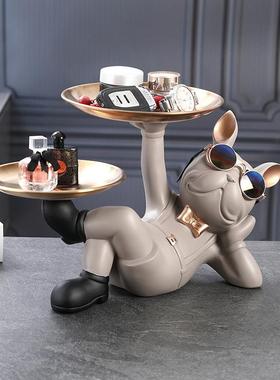 创意发钥财狗511-1摆件玄关匙收品纳托盘桌面果盘子家居装饰乔糖