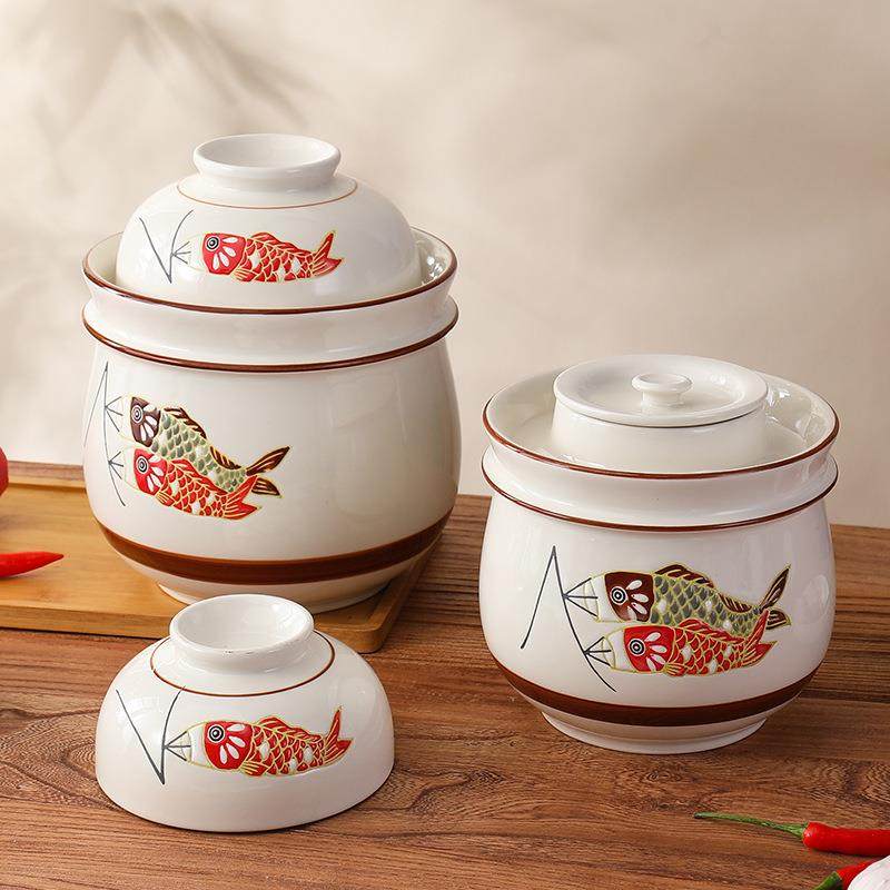 釉下手彩绘陶瓷泡菜坛子家用四川咸缸菜菜腌菜罐密封储泡菜坛物酸,淘宝优惠券,粉丝福利购,淘宝优惠卷