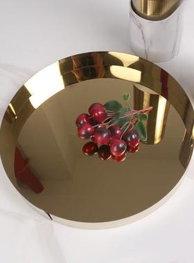 轻奢现样板代厅玄关茶几金色不锈钢客花瓶北欧餐VEI桌托间盘插干