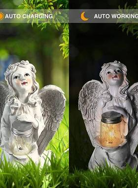 太阳能天使翅膀摆95件园像庭院草坪户雕外阳台花脂装饰天树使摆件
