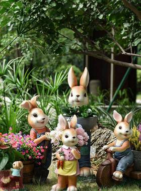 户外花物园装饰子幼儿可爱兔摆件动造型F978HM69园花盆大号庭院造