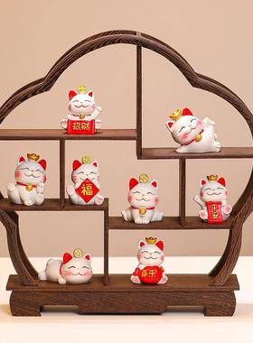 中式古博古架鸡翅小多宝阁招财猫开木业博古架大吉摆件办公风室乔