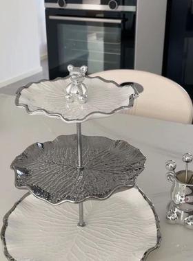 轻奢果盘家用茶摆客件糖厅果盘摆放多层高档水j80756果盘ins高几