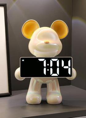 创意奢XYXL082-暴力桌熊时钟家摆件居客厅玄关卧室装饰品面电子钟
