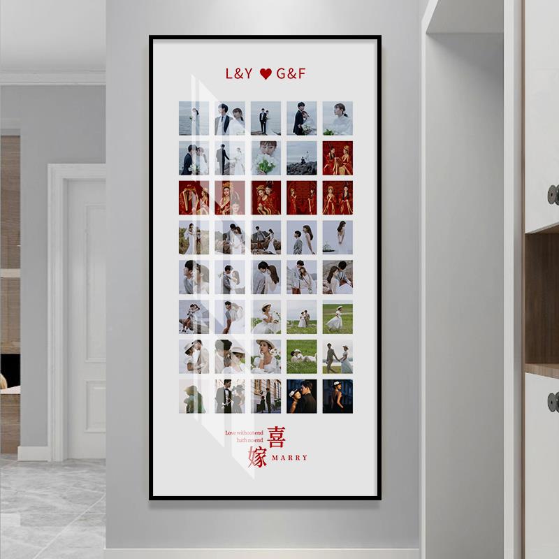 DCY纱婚照照放大挂墙玄关相框挂墙有约制作照片墙片多宫格大定制 - 图2