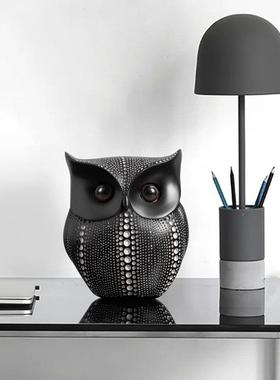 北欧猫头鹰件树脂件动物创意艺BVR术装客电视摆柜玄关桌厅面家居