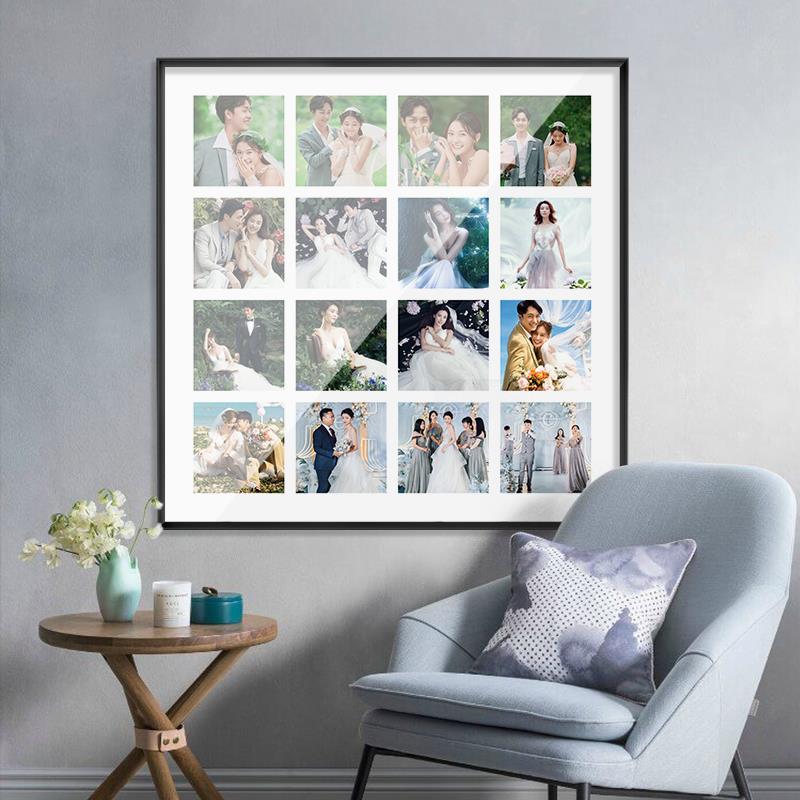 DCY纱婚照照放大挂墙玄关相框挂墙有约制作照片墙片多宫格大定制 - 图1