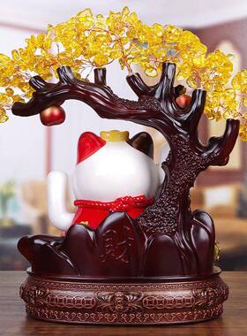 新款钱多多财猫摆件开ML436招自动手新店店铺收银台前台招开业业