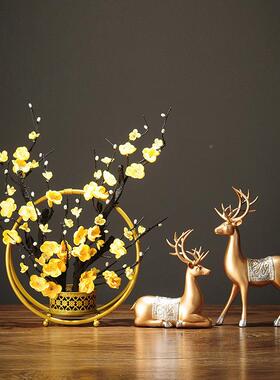 新HGM式花摆件铁艺软装饰品禅意客厅办书房公室玄关创中意梅西辰