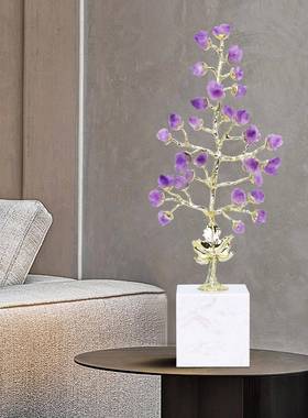 轻紫葡萄树奢大理石底座摆软件家W0292居高级感客厅装家装饰居品