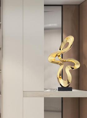 现代轻奢样创板房客厅装饰摆件落店地畅顺如意大型意酒落地抽象雕