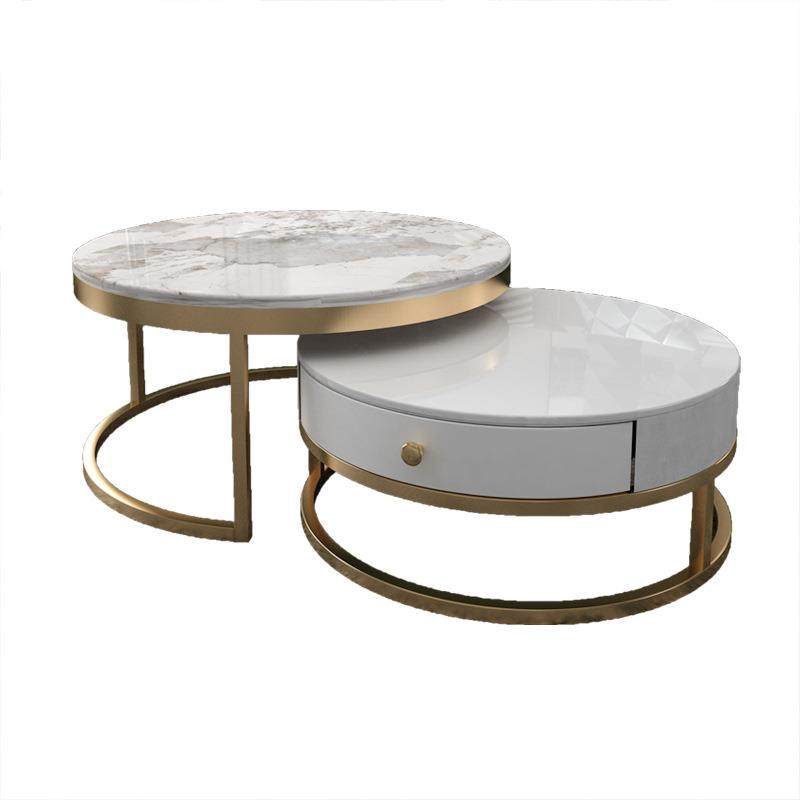 轻奢圆形茶几大小圆高低组合小户型简约后现代网红岩板茶几,淘宝优惠券,粉丝福利购,淘宝优惠卷