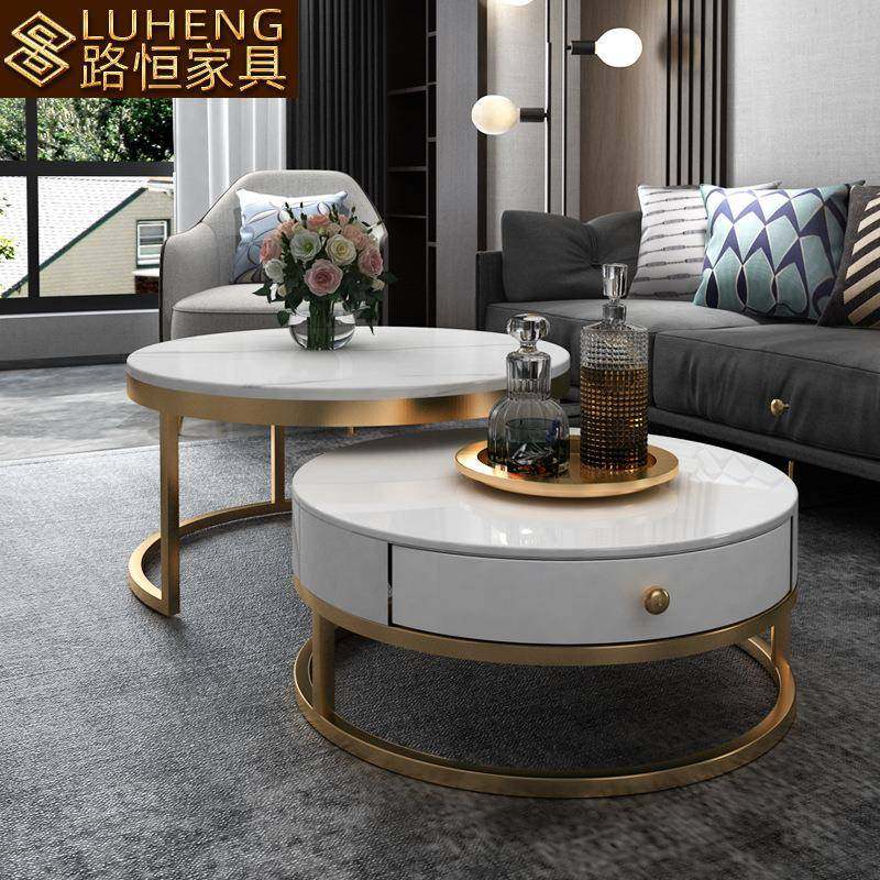 轻奢圆形茶几大小圆高低组合小户型简约后现代网红岩板茶几,淘宝优惠券,粉丝福利购,淘宝优惠卷