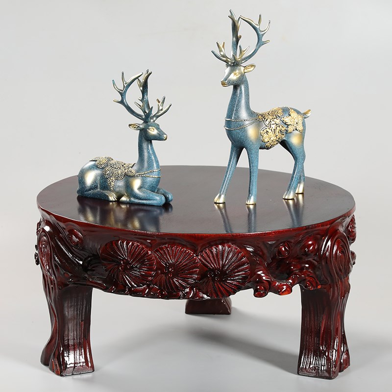 实木圆形加大加高摆件底座奇石头酒缸花瓶泰山石工艺品木托架定制 - 图0