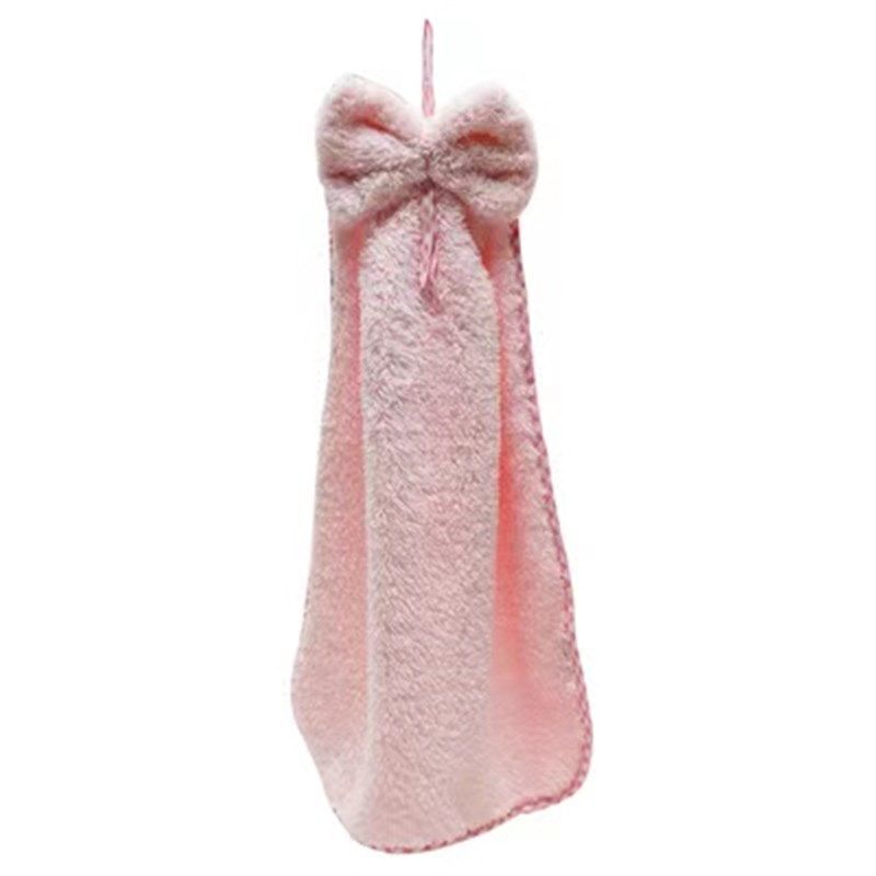 蝴蝶结擦手巾粉色超柔软强吸水毛巾厨房卫生间可挂式加厚抹布,淘宝优惠券,粉丝福利购,淘宝优惠卷