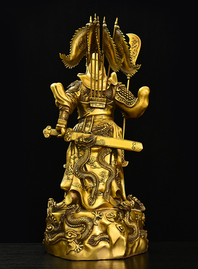 铜关公摆件武财神铜像龙关羽关二爷武圣家居客厅供品摆放招财平安