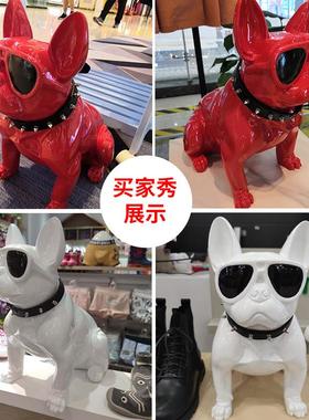 法斗狗意摆件热销创欧风璃纤维道具家居橱窗装005北饰玻工艺礼品