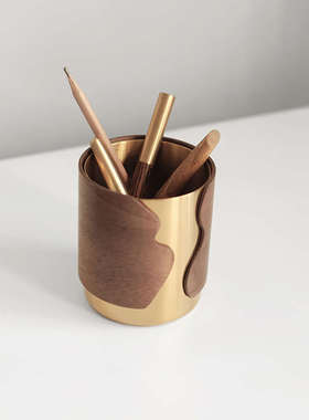 虚室杂陈新款现代创意实木置办公收纳摆件客厅手工笔筒书房物盒