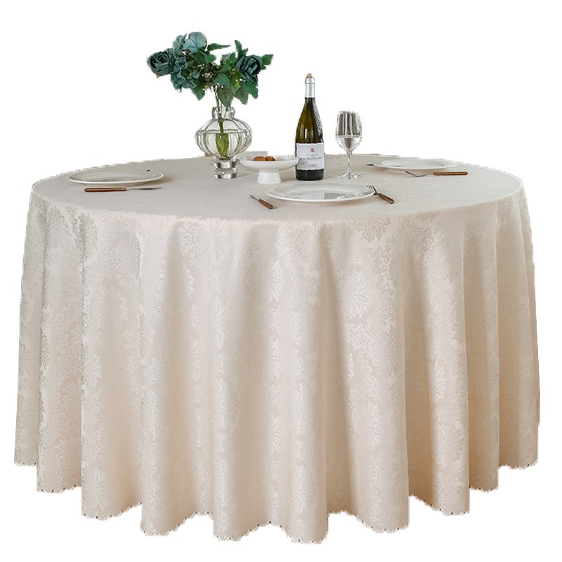 酒店桌布台布大圆桌餐厅饭店 婚庆宴会酒席餐桌布威灵顿提花 加厚 - 图3