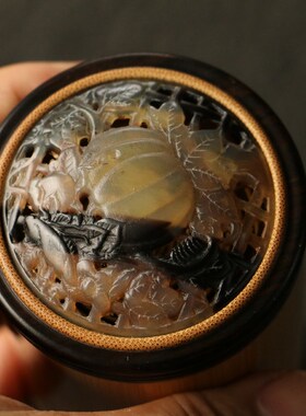 海派精工制作老玉竹蝈蝈罐黑檀木口盖牛角蒙心鸣虫器具收藏竹器