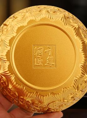 铜摆匠千年黄莲花聚宝盆家用实心铜缸礼品件莲花聚宝铜厂家