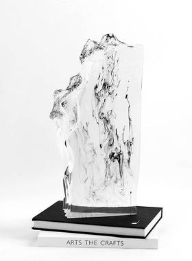 透明摆水墨山假ES-A6198架山意境新中式件高端博古样板书房玄关软