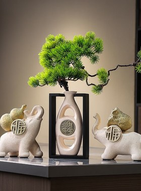 办公室桌面招财大象摆件客厅电视柜博古架高档工艺品乔迁开业装饰
