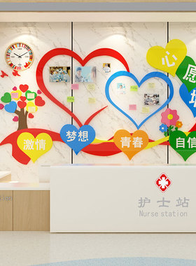 心许愿医院儿童科室护士站文化墙面贴诊所背景心理咨询室布置挂图