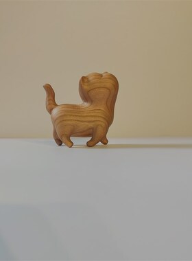 冰冷森林实木傲娇猫木雕抬头猫软萌治愈可爱桌面摆件